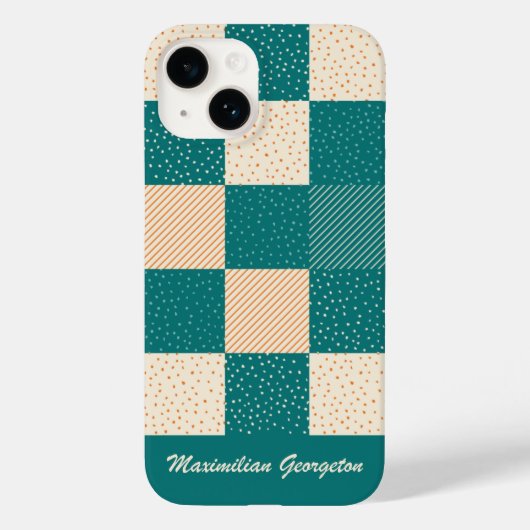 Crazy Buffalo Check in Blauwgroen en Cream Case-Mate iPhone Case (Achterkant)