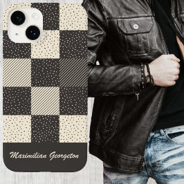 Crazy Buffalo Check in Crème en Houtskool Case-Mate iPhone 14 Hoesje