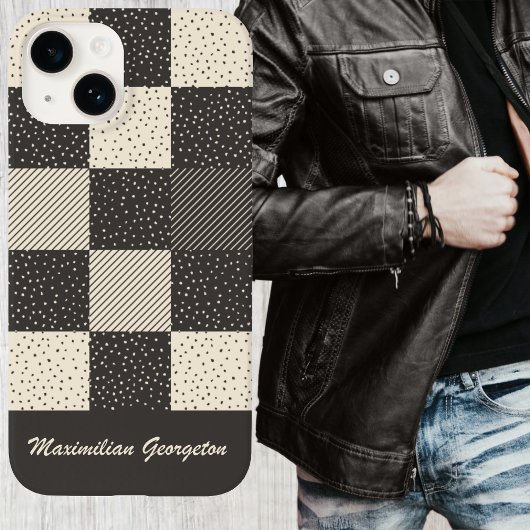 Crazy Buffalo Check in Crème en Houtskool Case-Mate iPhone Case