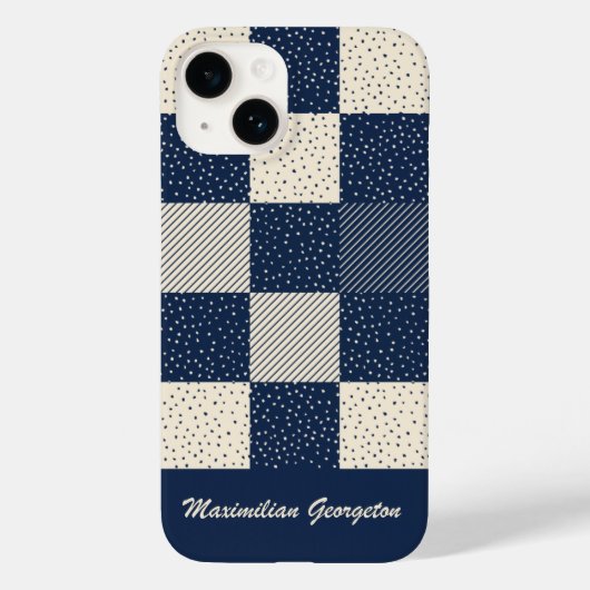 Crazy Buffalo Check in Crème en Navy Blue Case-Mate iPhone Case (Achterkant)