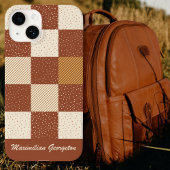 Crazy Buffalo Check in Rustieke Aardtinten iPhone Hoesje