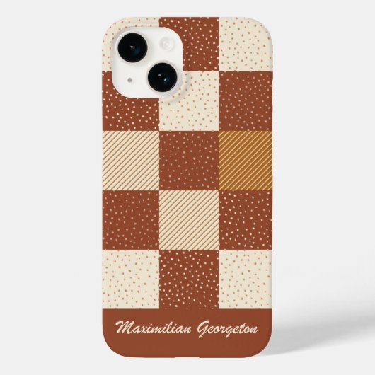 Crazy Buffalo Check in rustieke aardtonen Case-Mate iPhone Case (Achterkant)