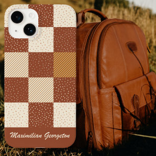 Crazy Buffalo Check in rustieke aardtonen Case-Mate iPhone 14 Hoesje