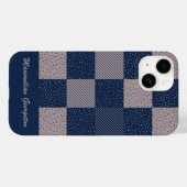 Crazy Buffalo Check in Taupe Brown en Navy Blue Case-Mate iPhone Case (Achterkant (horizontaal))