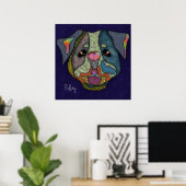 Crazy Bulldog hond met de hand geverfd Poster (Thuiskantoor)