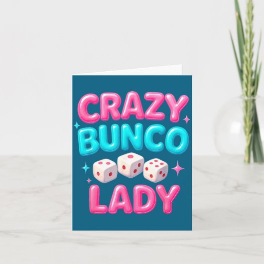 Crazy Bunco Lady Funny Bunco Dice Game Night Women Kaart (Voorkant)