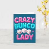 Crazy Bunco Lady Funny Bunco Dice Game Night Women Kaart (Gele Bloem)