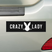 CRAZY BUNNY LADY BUMPERSTICKER (Op auto)