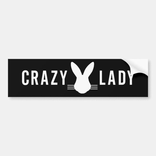 CRAZY BUNNY LADY BUMPERSTICKER (Voorkant)
