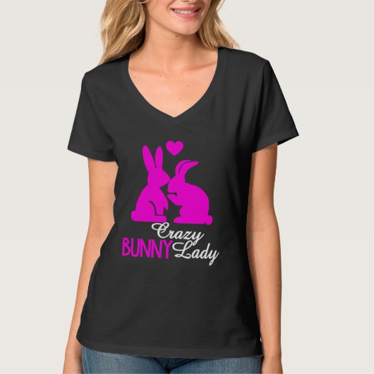 Crazy Bunny Lady Easter Day Women Girl Rabbit T-shirt (Voorkant)