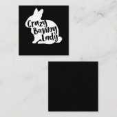 Crazy Bunny Lady - Funny Rabbit Lover Vierkante Visitekaartje (Voorkant / Achterkant)