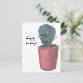 Crazy Cactus Dame Waterverf VERJAARDAG Briefkaart (Staand voorkant)