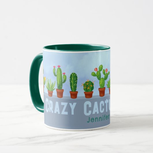 Crazy Cactus Lady Mok met aangepaste naam (Voorkant links)