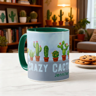 Crazy Cactus Lady Mok met aangepaste naam