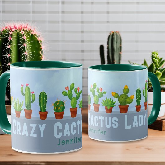 Crazy Cactus Lady Mok met aangepaste naam