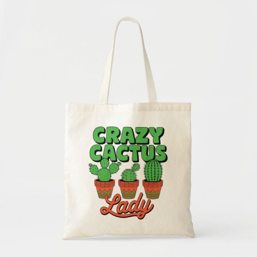 Crazy Cactus Lady – Plant Mom Gift Tote Bag (Voorkant)
