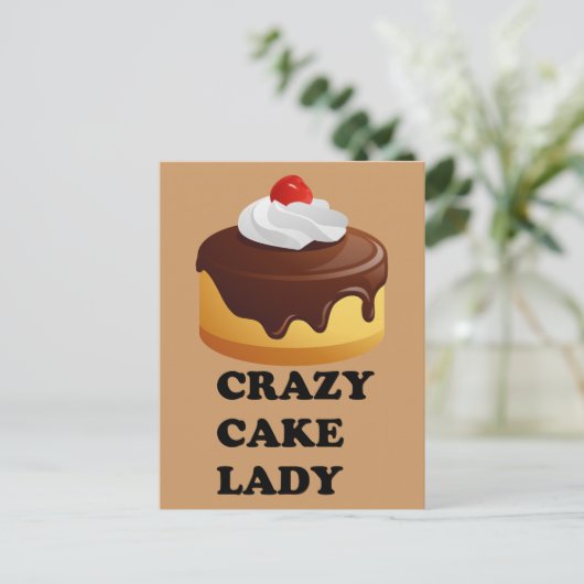 Crazy Cake Lady Briefkaart (Staand voorkant)