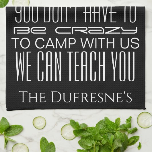 "Crazy Camping" op maat Theedoek (Gevouwen)