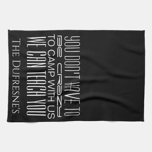 "Crazy Camping" op maat Theedoek (Horizontaal)