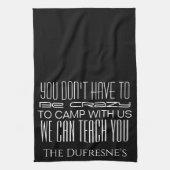 "Crazy Camping" op maat Theedoek (Verticaal)