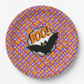 Crazy Candy Corn Black Bat Boo! Halloween Papieren Bordje (Voorkant)