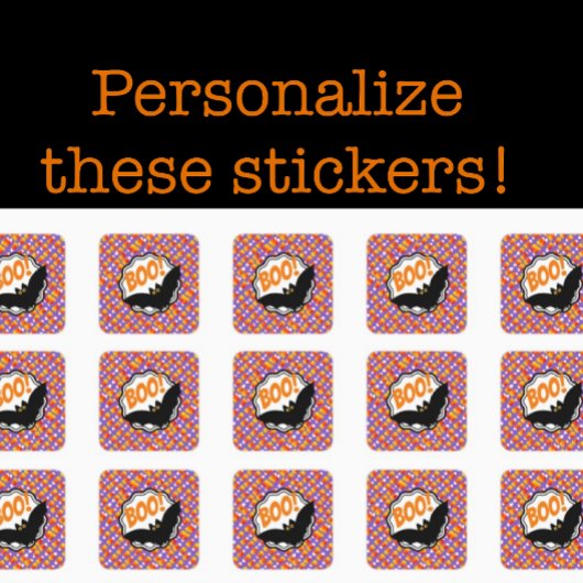 Crazy Candy Corn Black Bat Boo! Vierkante Sticker