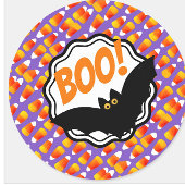 Crazy Candy Corn Black Bat Boo! Vierkante Sticker