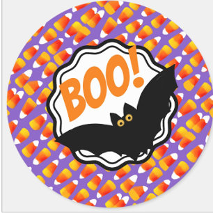 Crazy Candy Corn Black Bat Boo! Vierkante Sticker