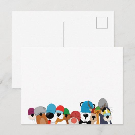 Crazy cap animals skateboard kaffeetasse briefkaart (Voorkant / Achterkant)