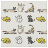 Crazy Cartoon Cats Fabric Stof (Close Up)