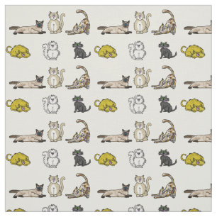 Crazy Cartoon Cats Fabric Stof