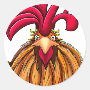 Crazy Cartoon Chicken Ronde Sticker