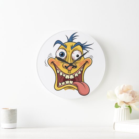Crazy Cartoon Face – Grappig Wacky Expression Desi Grote Klok (Huis)
