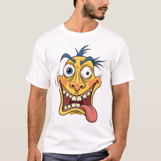 Crazy Cartoon Face T-Shirt – Grappig Kleurrijk Car