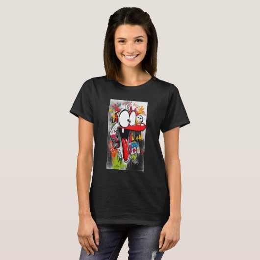 Crazy Cartoon Graffiti Art T-Shirt (Voorkant volledig)