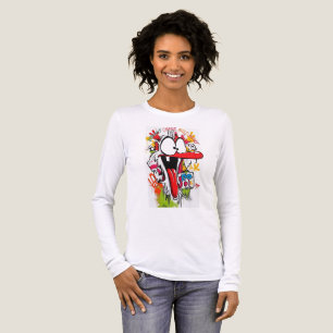Crazy Cartoon Graffiti Art T-shirt met lange mouwe