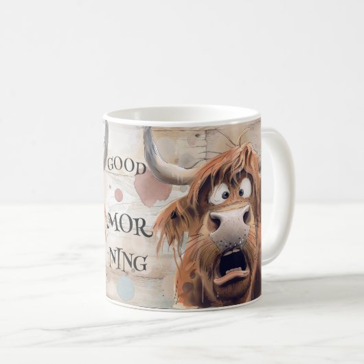 Crazy Cartoon Highland Koe Koffiemok (Voorkant rechts)