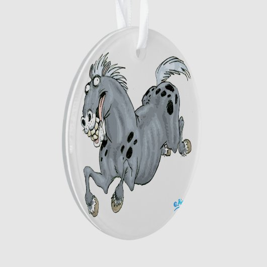 Crazy Cartoon Horse Acrylornament Ornament (voorkant)