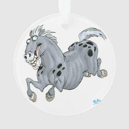 Crazy Cartoon Horse Acrylornament Ornament (achterkant)