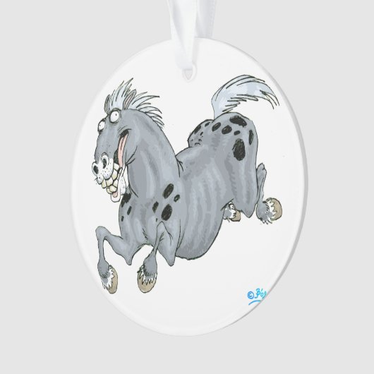 Crazy Cartoon Horse Acrylornament Ornament (voorkant)