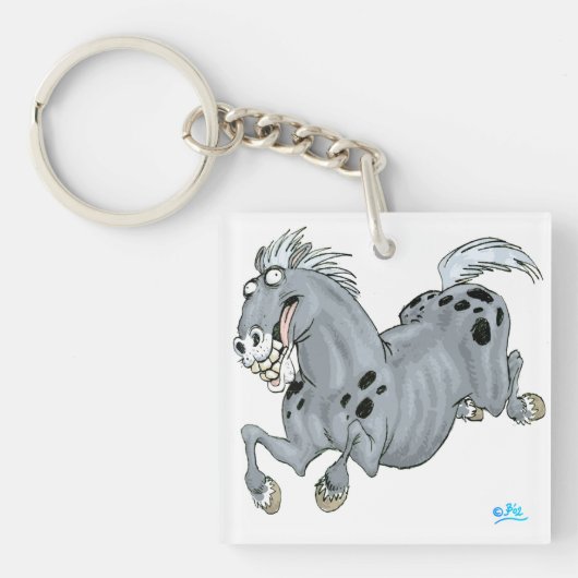 Crazy Cartoon Horse AcrylSleutelhanger Sleutelhanger (Voorkant)