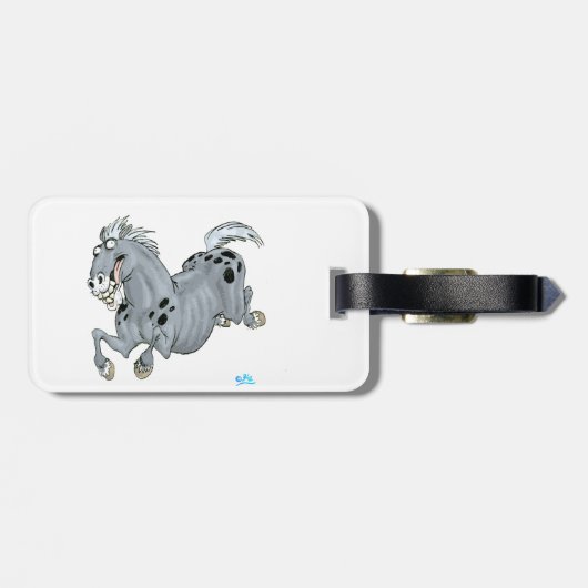 Crazy Cartoon Horse Bagagelabel (Achterkant horizontaal)