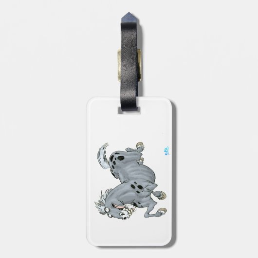 Crazy Cartoon Horse Bagagelabel (Achterkant verticaal)