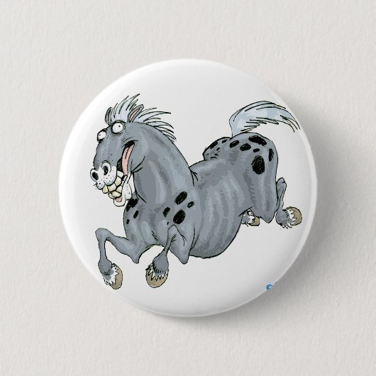 Crazy Cartoon Horse Button Badge (Voorkant)