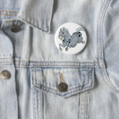 Crazy Cartoon Horse Button Badge (In situ)