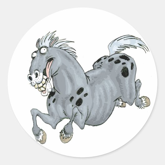Crazy Cartoon Horse Sticker (Voorkant)
