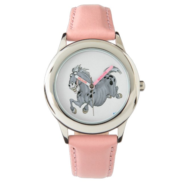 Crazy Cartoon Horse Watch Horloge (Voorkant)