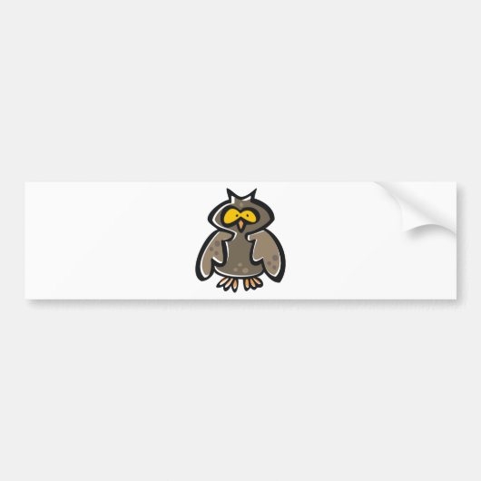 Crazy Cartoon Owl Bumpersticker (Voorkant)