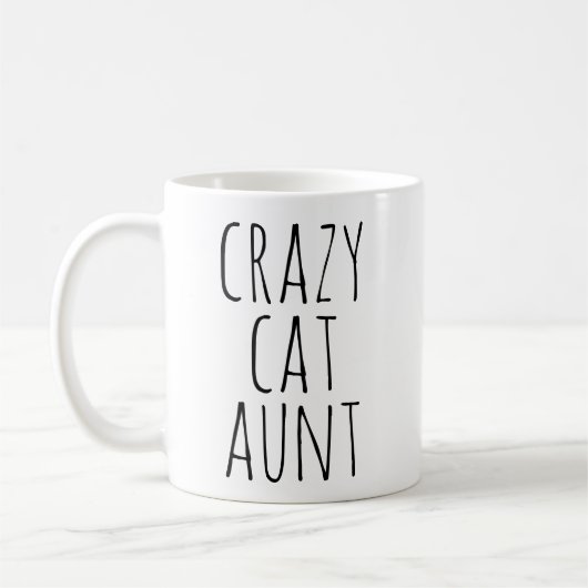 Crazy Cat Aunt Text Design Koffiemok (Links)