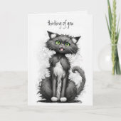 Crazy Cat Cartoon die aan je denkt Kaart (Voorkant)